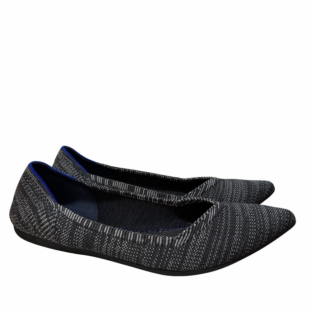 Rothys The Point Toe Knit Machine Washable Ballets Flat US 9 Gray NO INSOLES